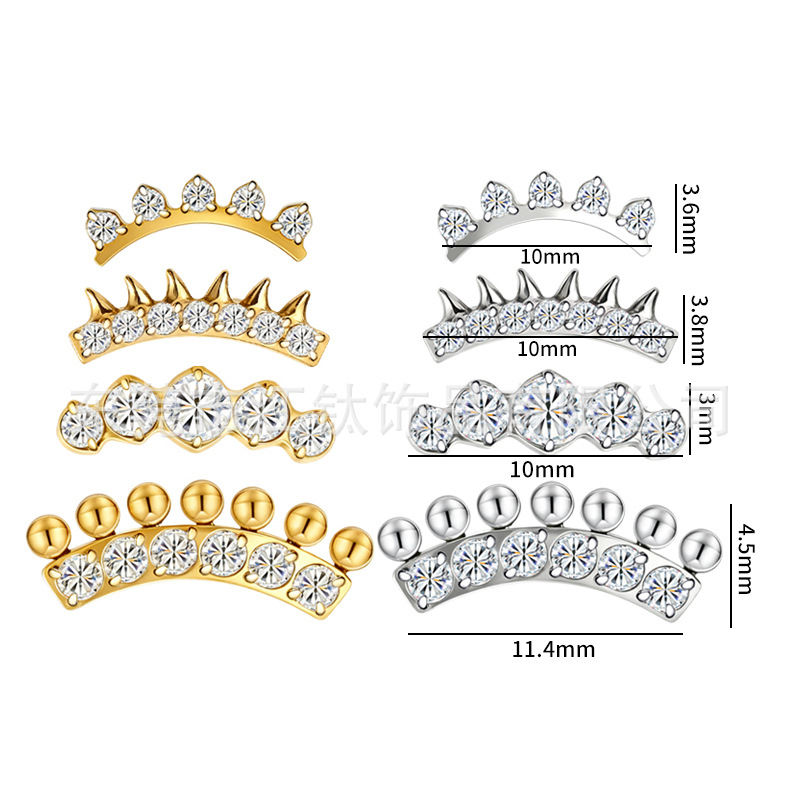 G23 Titanium Alloy Curved Barbell Earring with Zircon Inlay Cross Design Body Piercing Jewelry - Image 2