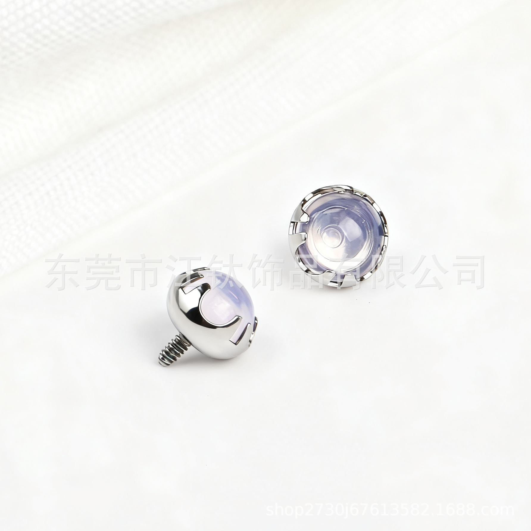 G23 Titanium Alloy Ear Cartilage Stud with Toothed Edge and Glass Surface, ASTM F136 Body Piercing Jewelry for Helix Tragus - Image 5