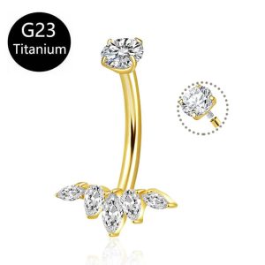 G23 Titanium Navel Ring with Zircon Inner Tooth Belly Button Piercing Jewelry Wholesale