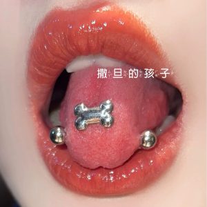 Satan's Child 12mm Tongue Barbell External Thread Titanium Steel Tongue Ring Tongue Piercing Jewelry