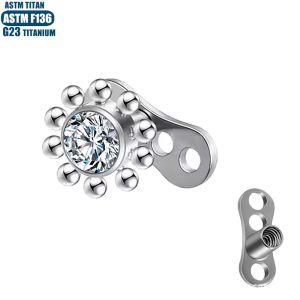 G23 Titanium Skin Nail Inlaid Zircon Welding Ball Internal Thread Clasper Nail with Base - 1.2mm x 0.9mm