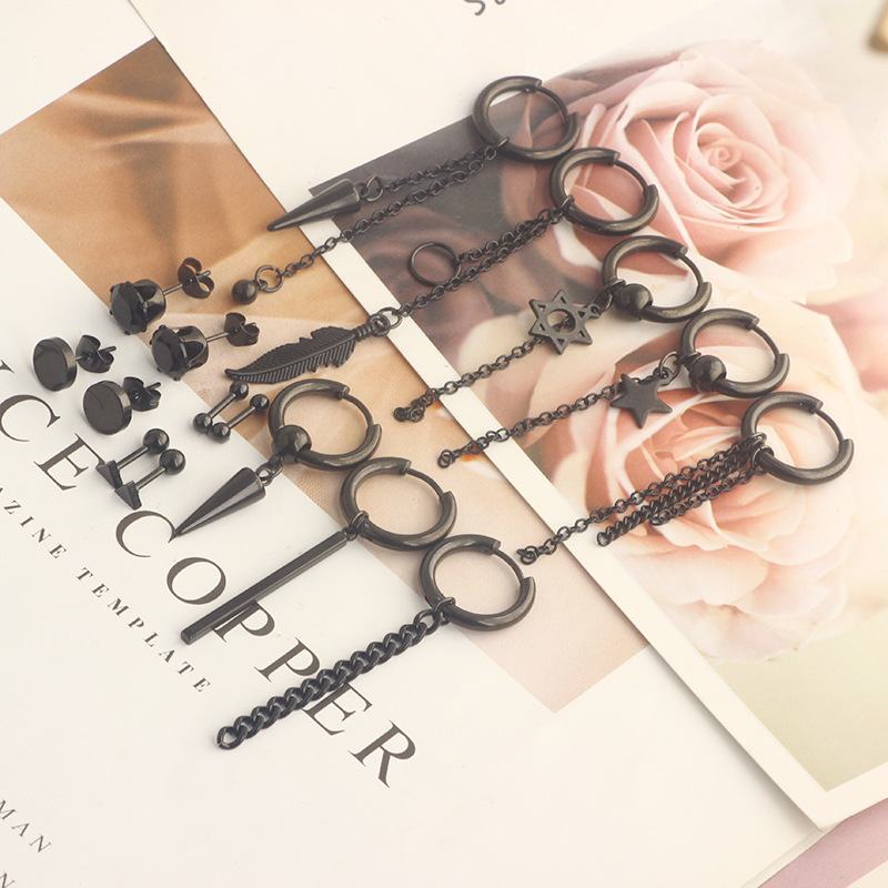 Vintage Great Wall Tassel Earrings Stainless Steel Coil Earrings for Men Women Geometric Black Silver Hottest 2022 Winter - Image 5