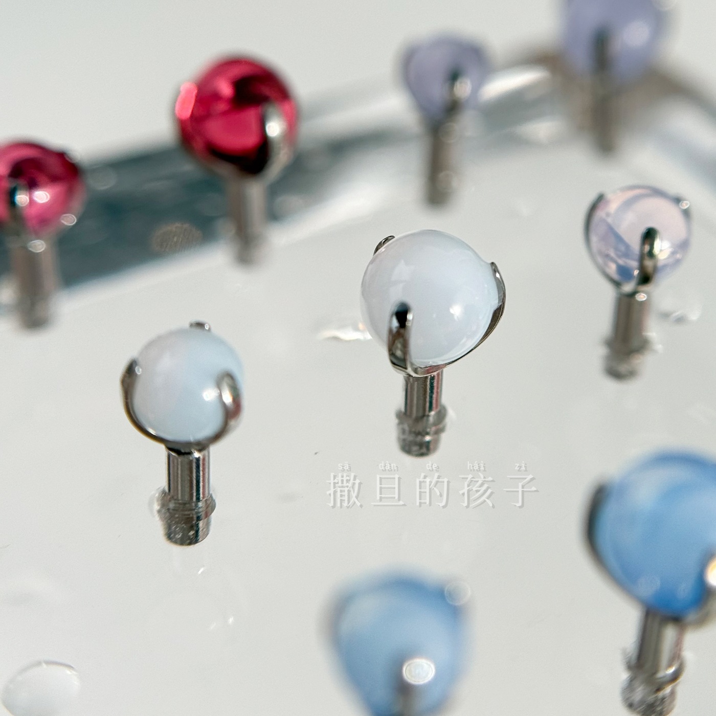 F136 Titanium Alloy Morandi Opal Tongue Barbell Internally Threaded 5mm Drinkable Tongue Piercing Jewelry - Image 4