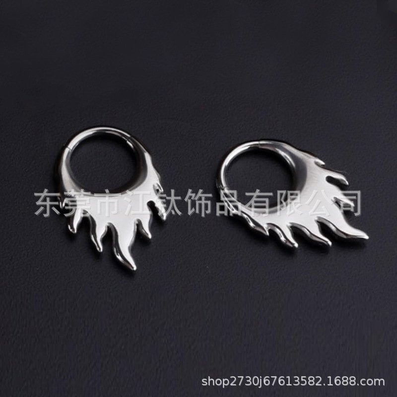 Gold Flame Nose Ring 1.2x10mm G23 Titanium Alloy Closed Ring Body Piercing Jewelry - Image 4