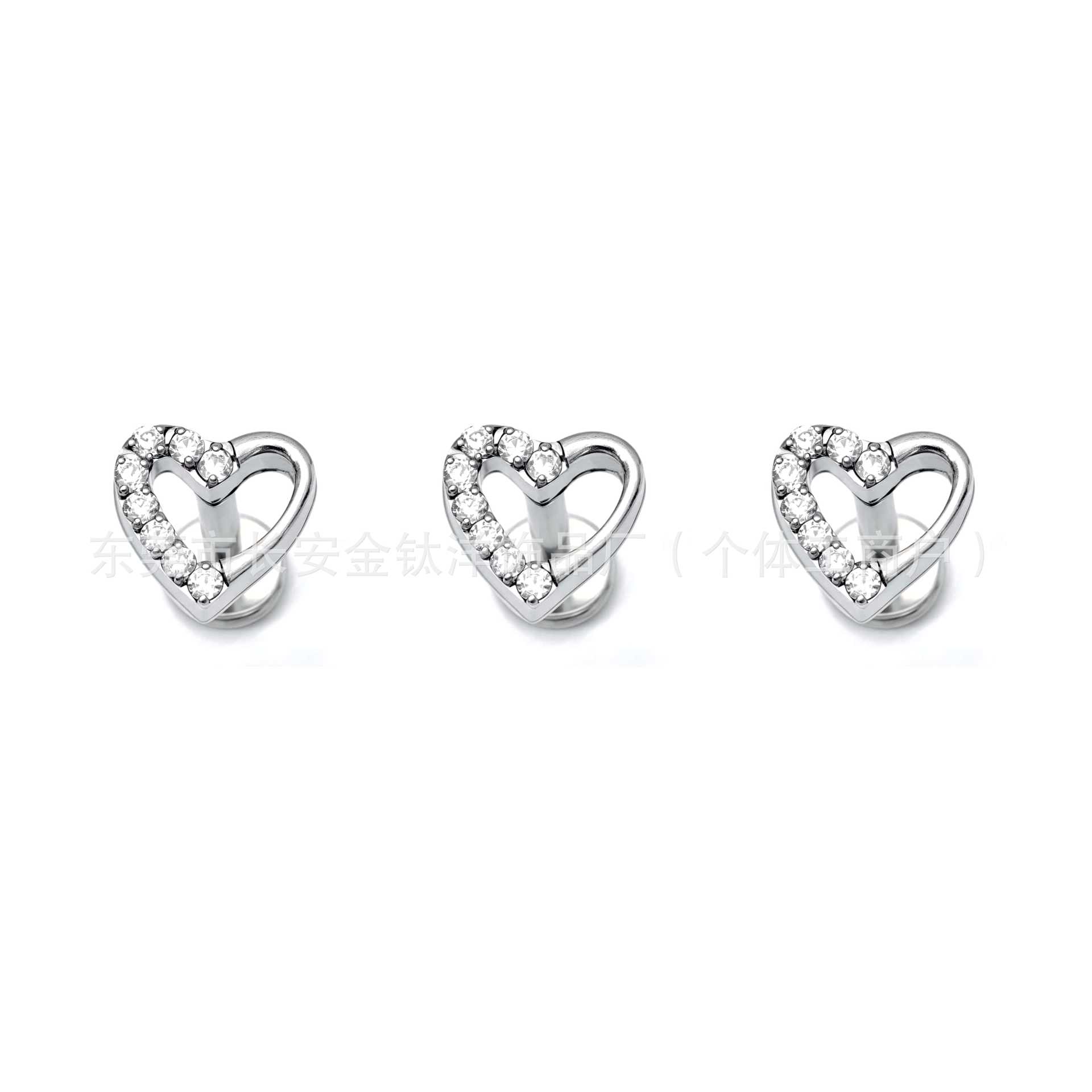 F136 Titanium Half-Set Zircon Heart Earrings Lip Nails Nose Nails G23 Titanium Alloy Body Piercing Jewelry Ear Bone Nails - Image 3