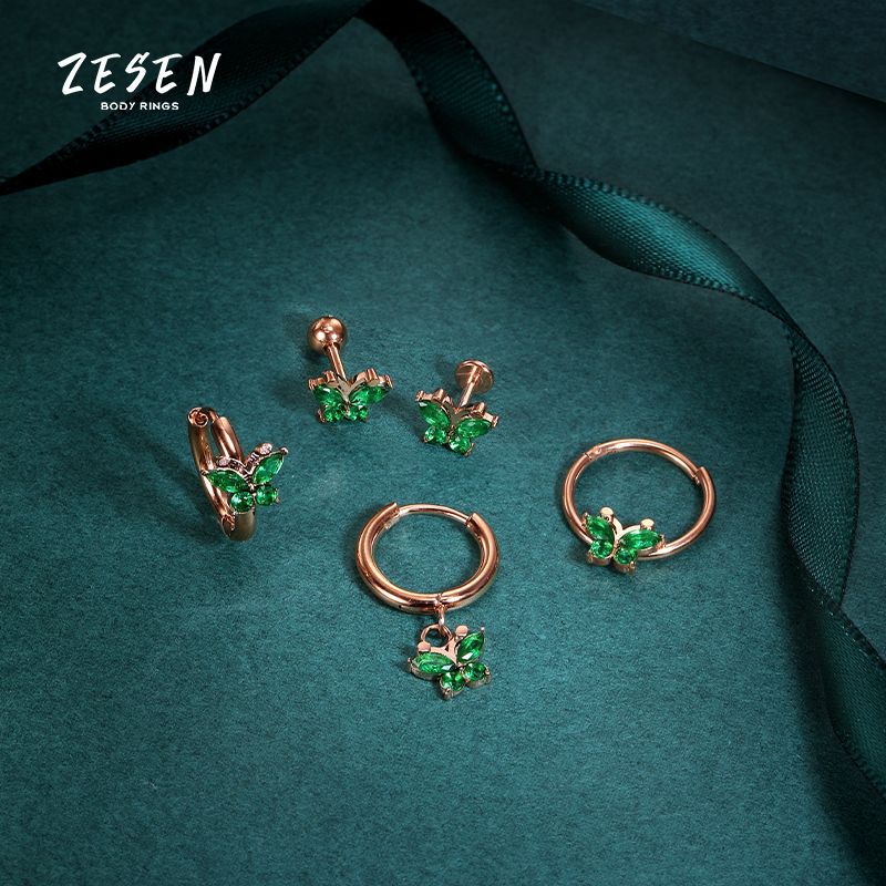 Zesen High Quality Zircon Stainless Steel Stud Earrings Butterfly Design All-match Ear Jewelry - Image 2