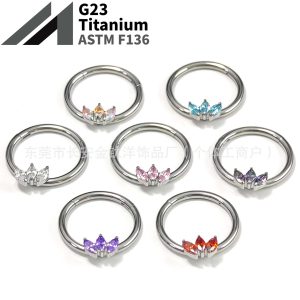 F136 Titanium Three-Leaf Horse Eye Seamless Open Ring Nose Septum Ring Earrings - G23 Titanium Alloy Piercing Jewelry