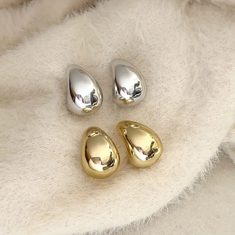 18K Gold Hollow Melon Seed Drop Earrings Stainless Steel Vacuum Plating Fashion Earrings for Women - Image 4