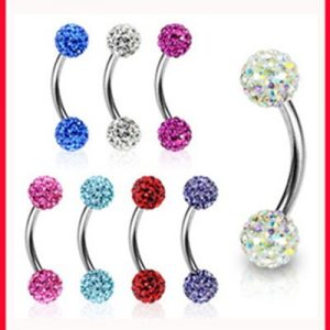 Fashion Trend Curved Ball Shambhala Colorful Eyebrow Nose Lip Earring Basic Piercing Jewelry 316L Surgical Steel