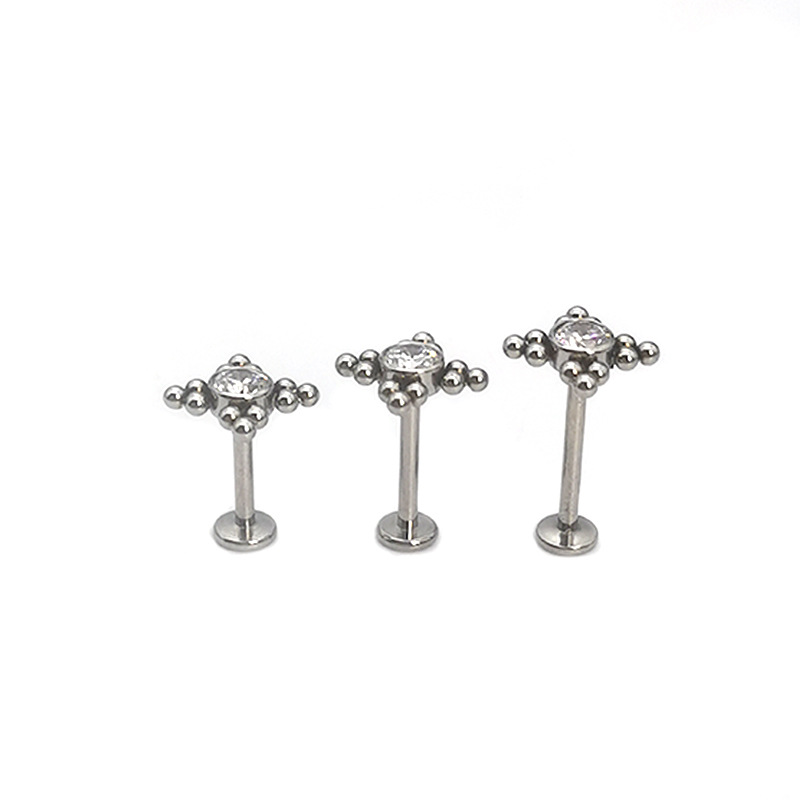 ASTM F136 G23 Titanium Labret Stud Lip Piercing Jewelry Zircon Internal Thread 1.2x12mm - Image 5