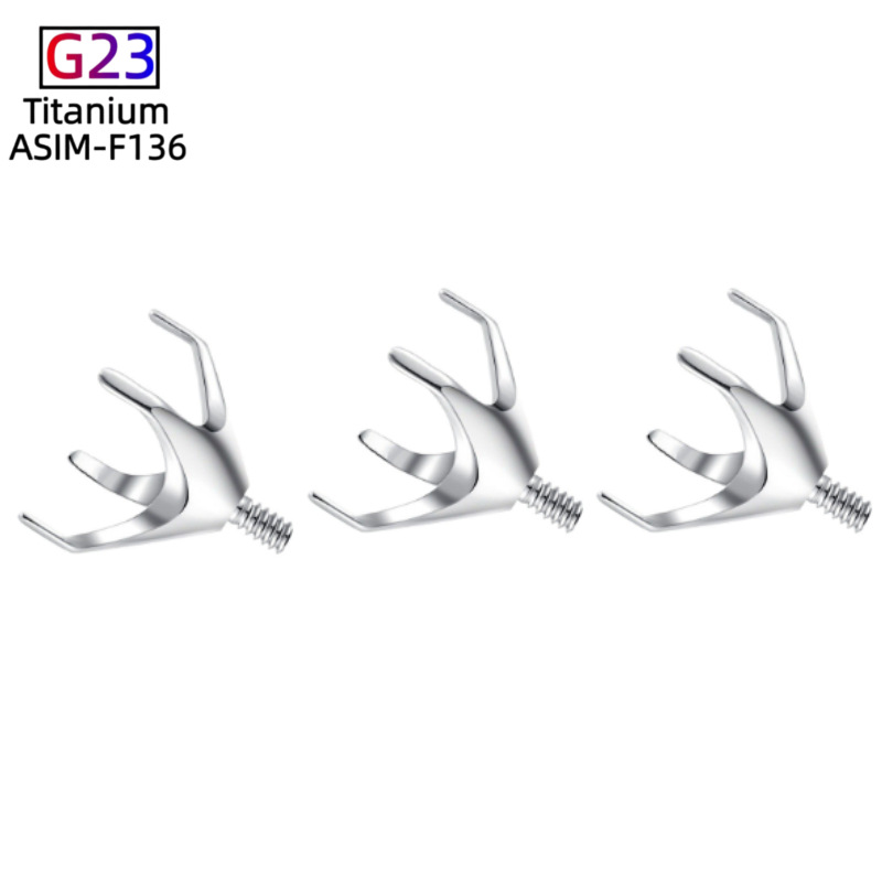 F136 Titanium Alloy Four-Claw Earrings 0.6/0.9mm Threaded Bowl Holder Tip Holder Lip Nail Rod Tongue Nail Claw Jewelry - Image 3