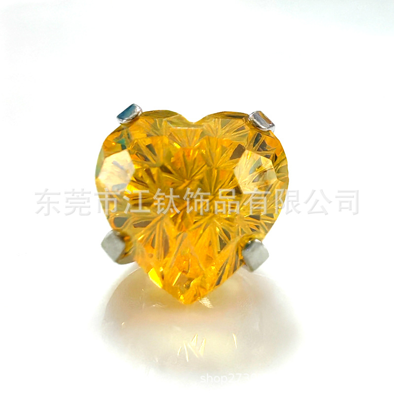 F136 Titanium Ear Bone Nail Love Round Bottom Fireworks Zircon Cross-Border G23 Titanium Alloy Heart Ear Stud - Image 5