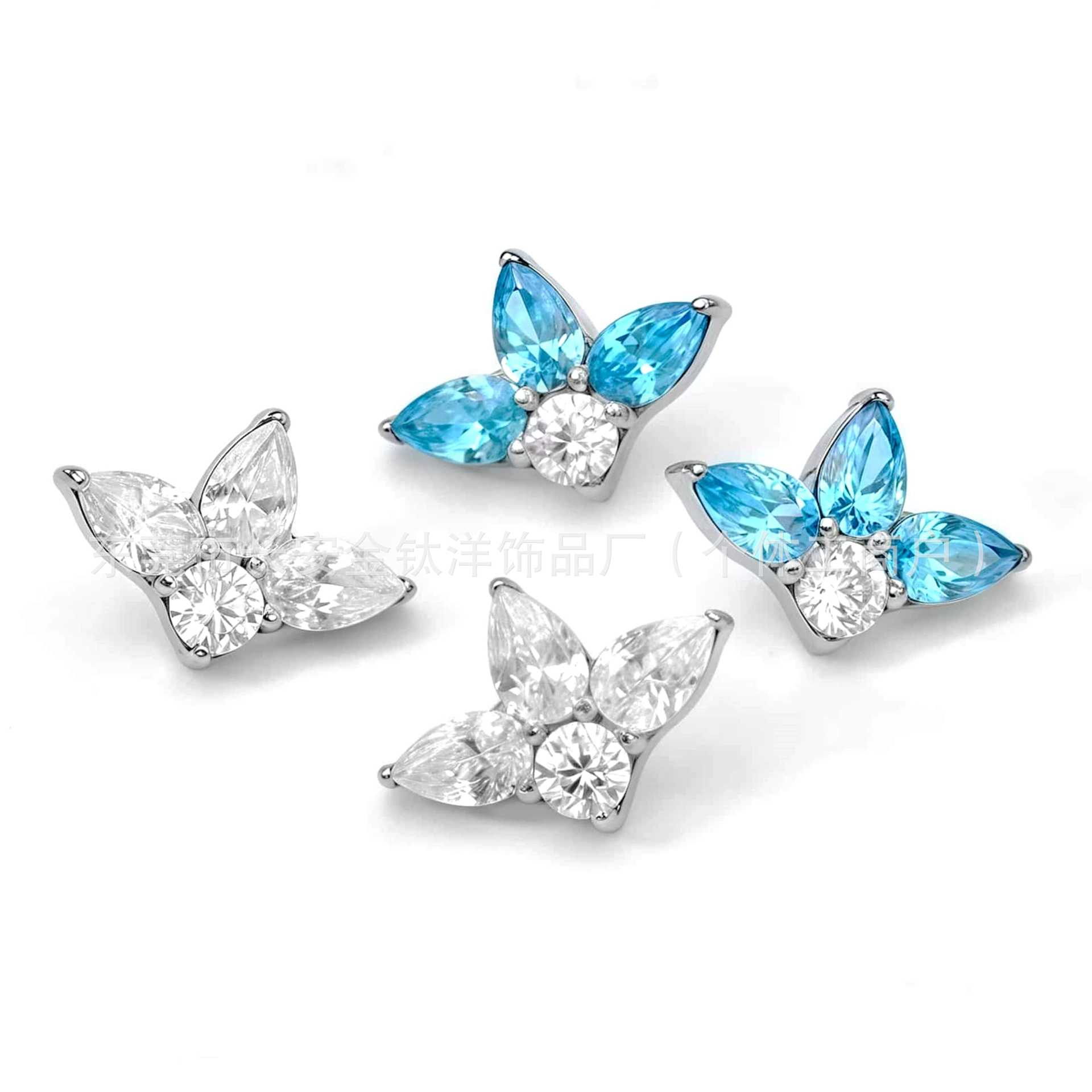 F136 Titanium Internal Thread Full Diamond Leaf Zircon Lip Nose Ear Nail Piercing Jewelry G23 Titanium Alloy - Image 5
