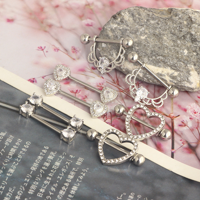 Nipple Ring Set Stainless Steel Star Body Piercing Jewelry Rose Gold - Image 2