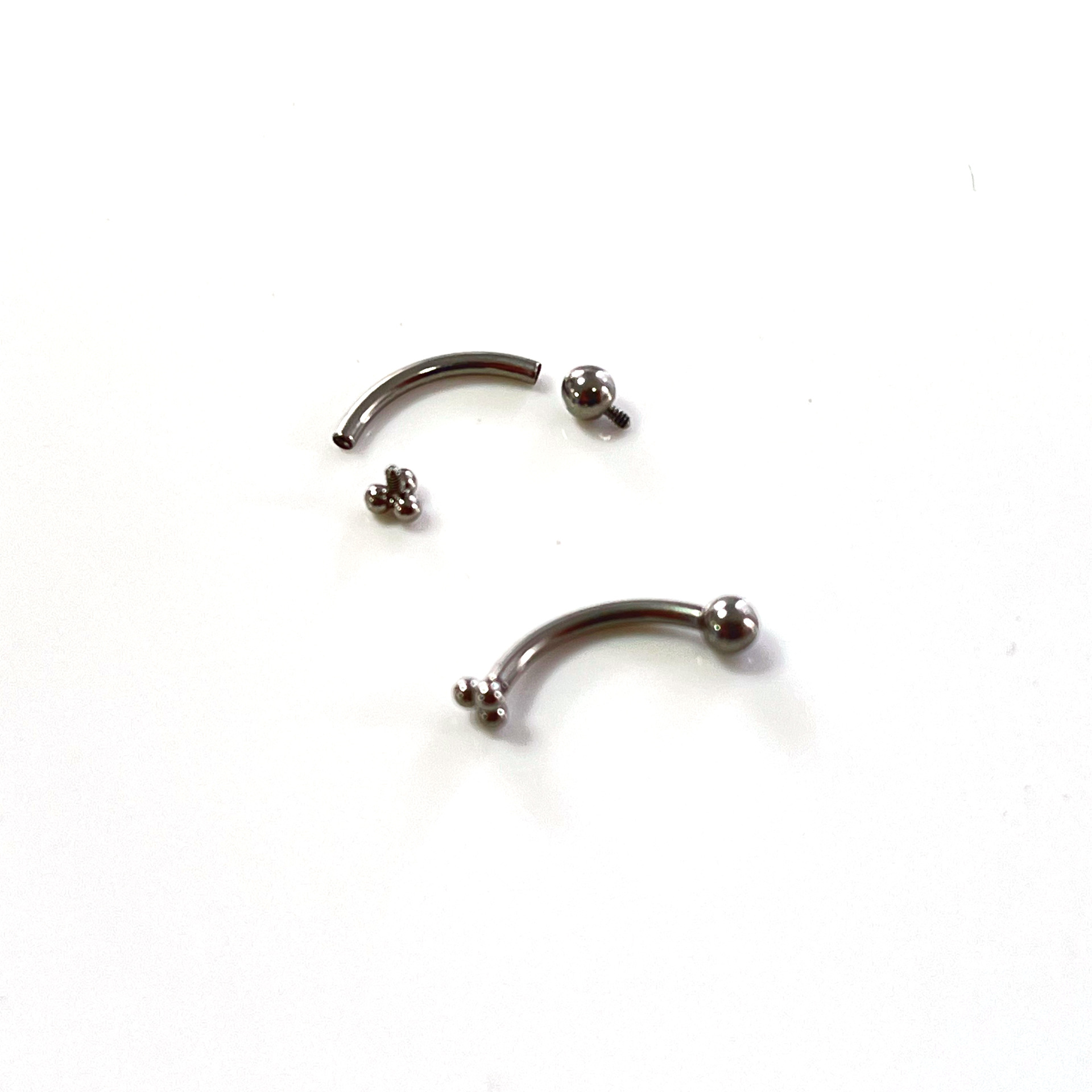 G23 Titanium Curved Eyebrow Barbell Inner Thread Three Ball Eyebrow Stud Body Piercing Jewelry - Image 3