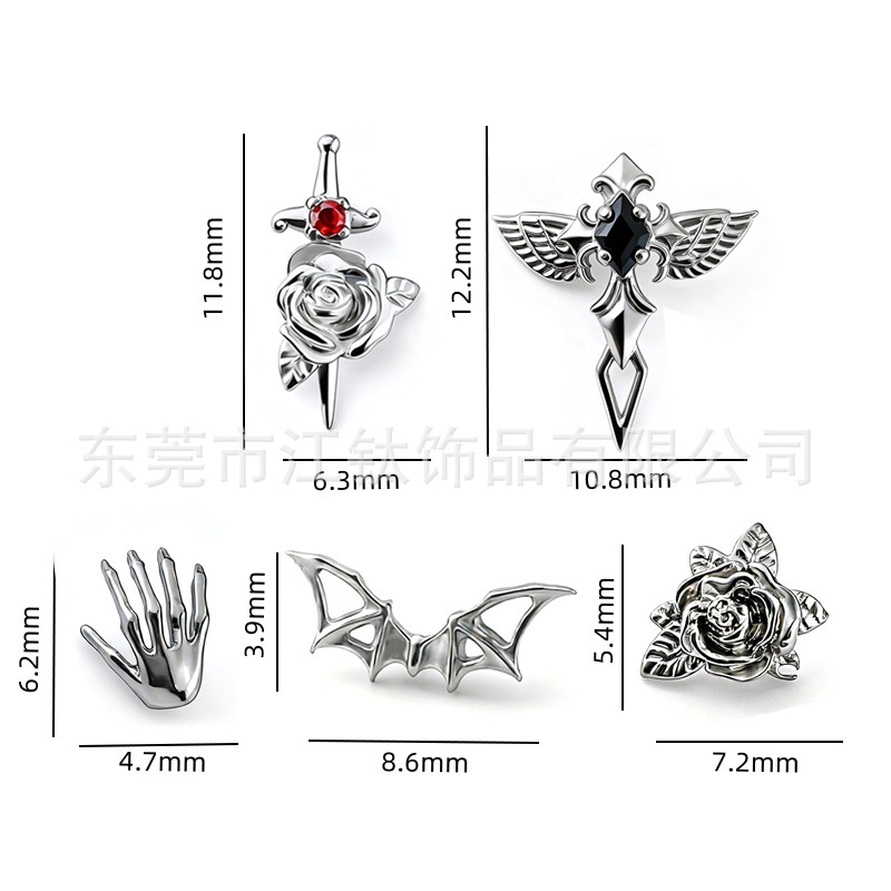 G23 Titanium Halloween Ghost Bat Cartilage Earring - Rose Gold 1.2x10mm - Image 2