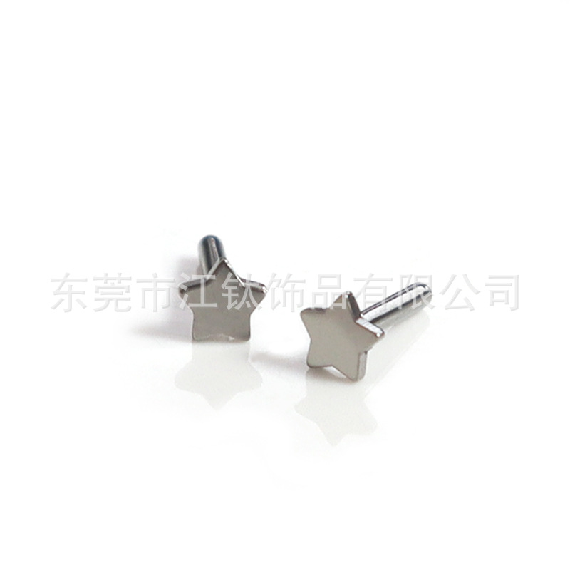 F136 Titanium Plum Star Heart Lip Labret Stud Body Piercing Jewelry Flat Rod - Image 3