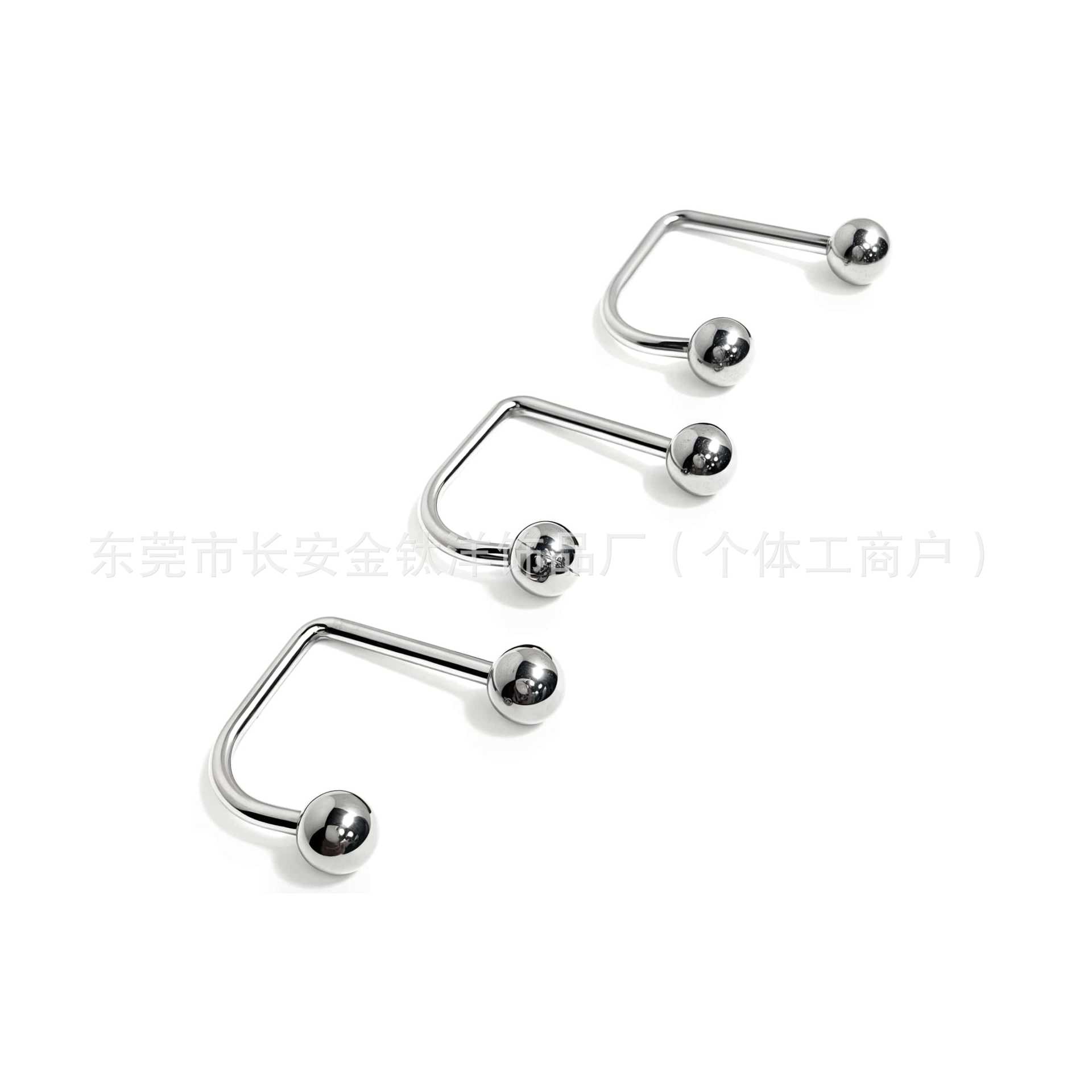 F136 Titanium Internally Threaded Lip Ring U-Shaped Lip Ring with Ball and Pointed Cone Nose Ring Nose G23 Titanium Alloy Body Piercing Jewelry - Image 3