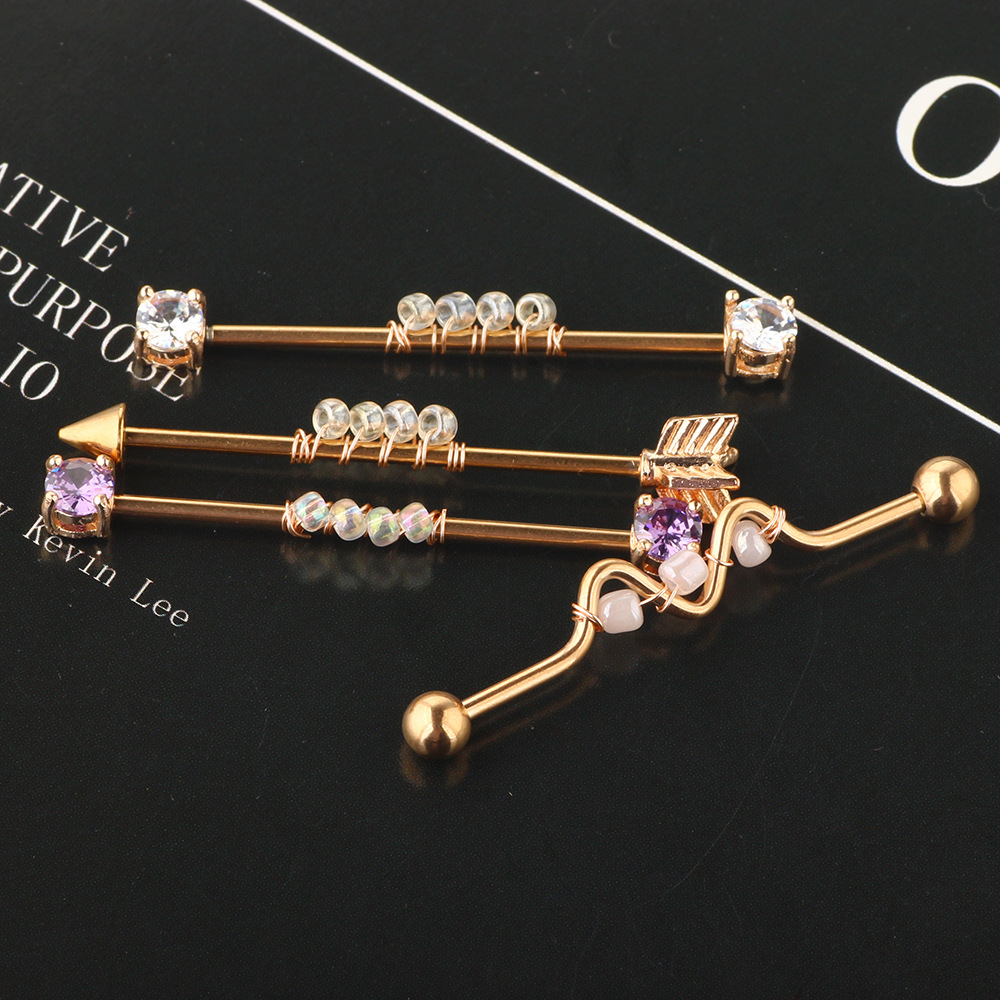 Stainless Steel Industrial Barbell Earrings Set - Long Rod Stud for Helix Cartilage Piercing - Image 3