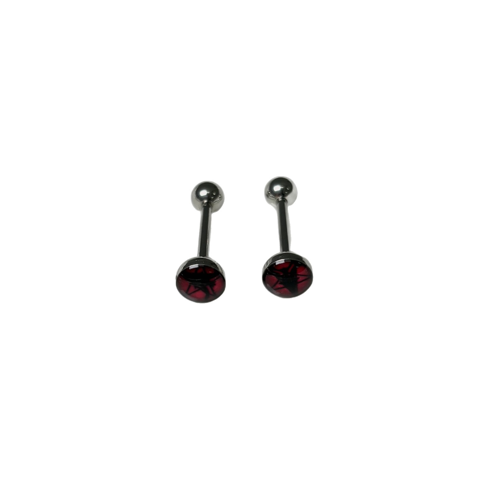 Red Five-Pointed Star Tongue Barbell 316L Surgical Steel External Thread Tongue Ring for Women - Image 5