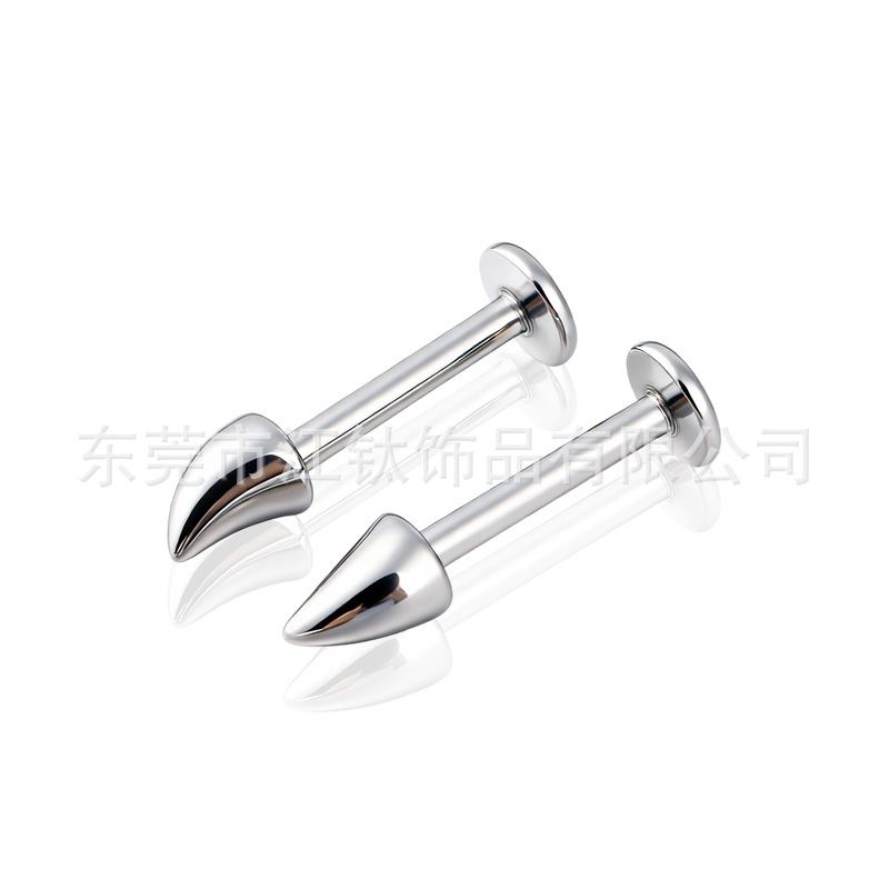 G23 Titanium Alloy Devil Horn Spike Lip Stud Ear Bone Stud - 1.2x10mm Polished Body Piercing Jewelry - Image 5