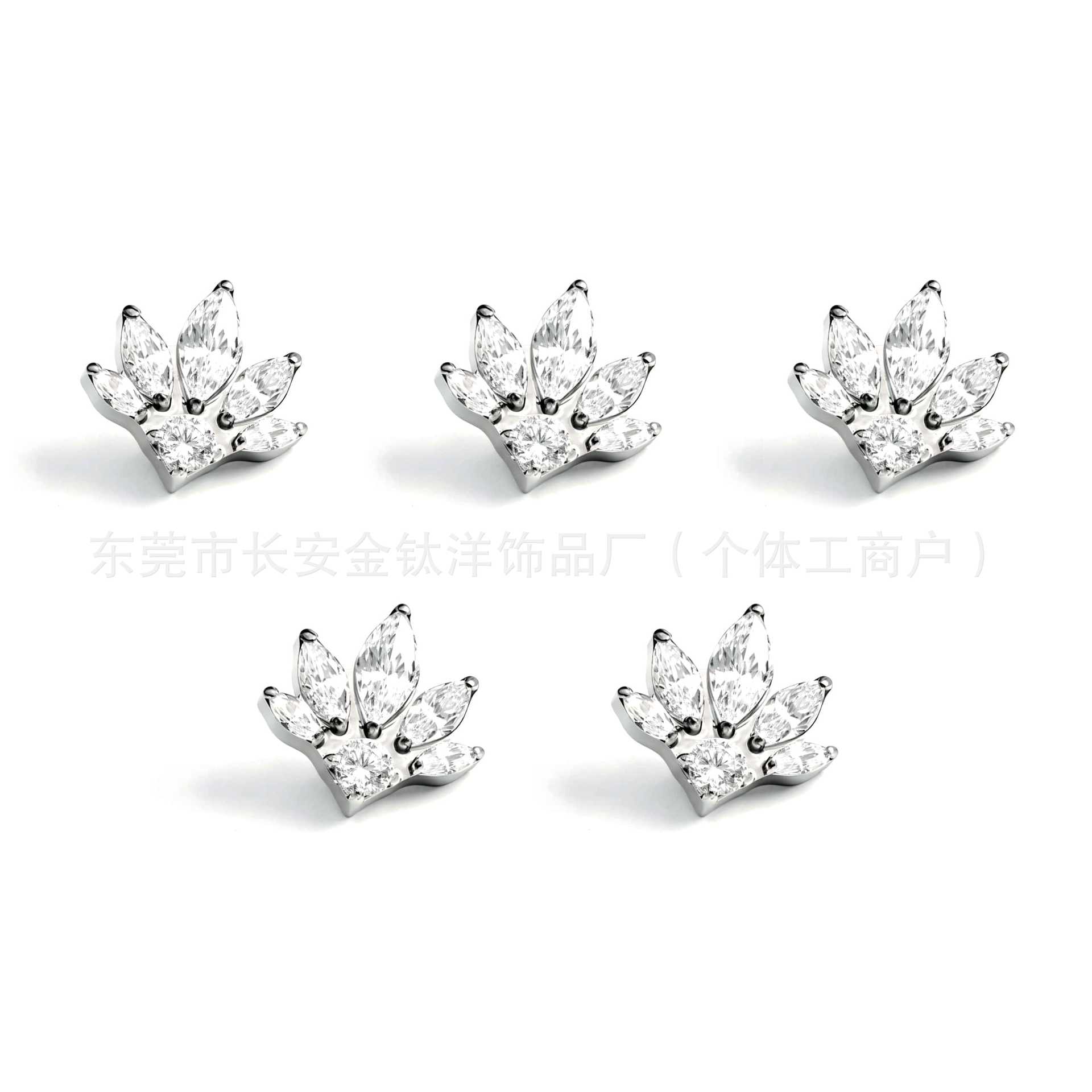 F136 Titanium Full Diamond Five Marquise Round Zircon Lip Piercing Nose Piercing Ear Bone Piercing G23 Titanium Alloy Body Piercing Jewelry - Image 5