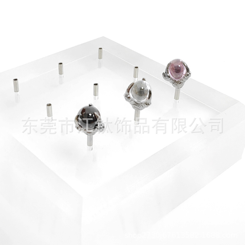 G23 Titanium Flat Back Earring Dragon Claw with Zircon Round Beads - ASTM F136 Body Piercing Cartilage Stud - Image 2