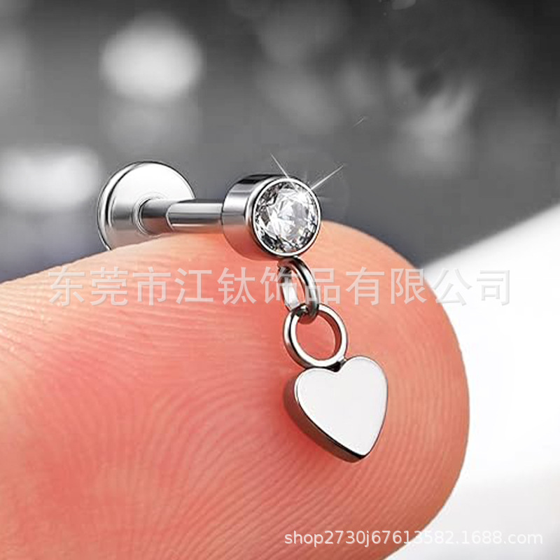 G23 Titanium Lip Nail Earring Pendant Star Moon Heart Body Piercing Jewelry - Image 3