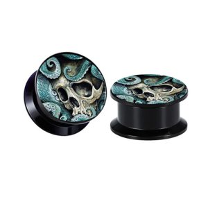 Octopus Geometric Ear Plug Tunnels 6mm-16mm, Stainless Steel Auricle Ear Expansion Piercing Jewelry