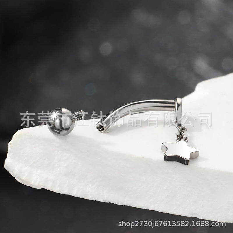 F136 Titanium Moon Pendant Earrings for Eyebrow Rook Piercing - Custom G23 Alloy Body Jewelry - Image 3