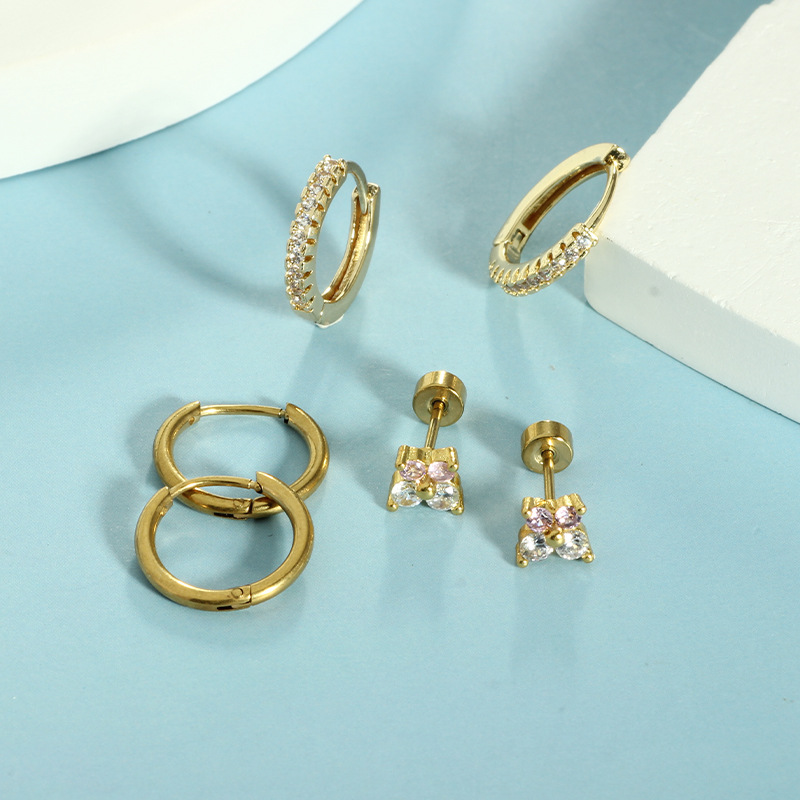 Stainless Steel Multi-Pierced Small Earrings Set - Elegant Star & Moon Ear Cuff for Women 2024 Summer Korean Style - Image 2