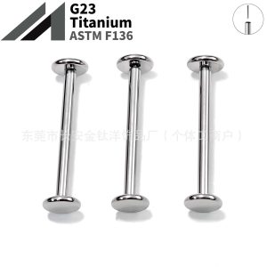 F136 Titanium Lip Nail Plug-In Flat Round Cake Earrings Ear Bone Nail Earrings G23 Titanium Alloy Body Piercing Jewelry