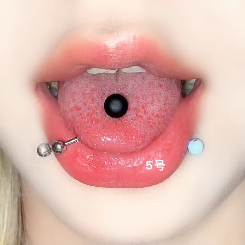 Hot Girl Acrylic Tongue Ring Niche Ins Tongue Piercing Jewelry 12mm Bar Length Stainless Steel Wholesale - Image 5
