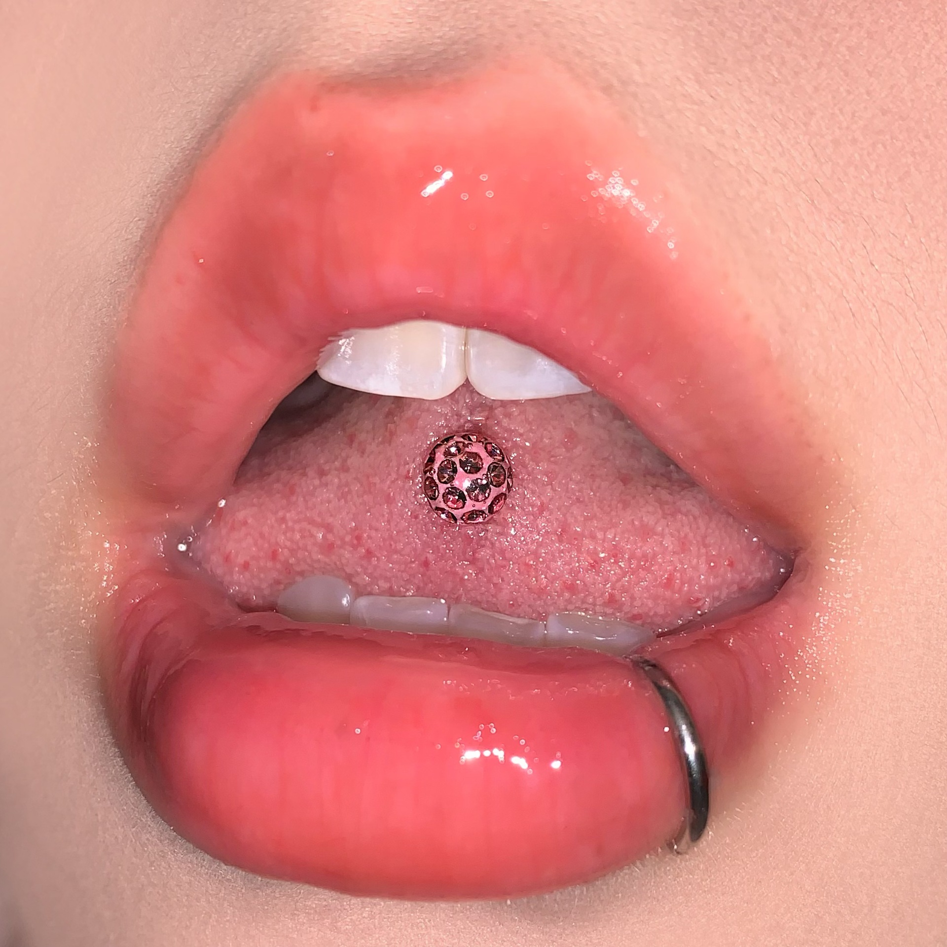 Purple Mud Ball Tongue Barbell 316L Surgical Steel Externally Threaded 20mm Length 1.6mm Thick Drinkable Trendy Piercing Jewelry for Women - Image 2