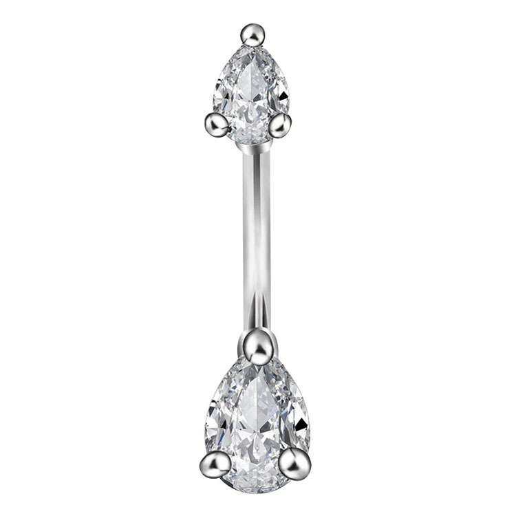 Crystal Drop Navel Piercing - 316L Surgical Steel Sunflower Belly Ring - Rose Gold Belly Button Jewelry - Image 2