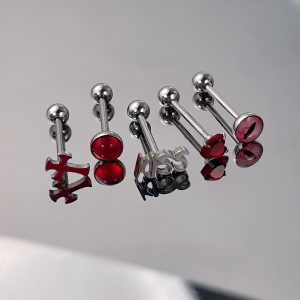Great Shark Square Tongue Nail Titanium Steel External Thread Hot Girl Tongue Nail Tongue Ring Tongue Replacement Nail Piercing Jewelry Wholesale