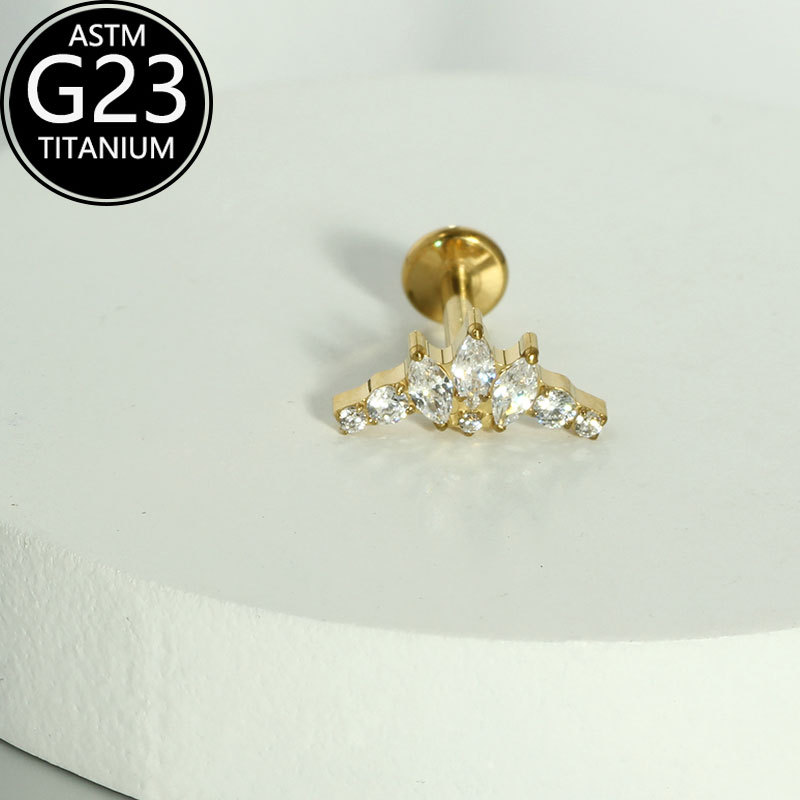 F136 Titanium Zirconia Inner Lip Stud 6-10mm Ear Bone Stud Fashion Versatile Piercing Jewelry - Image 5