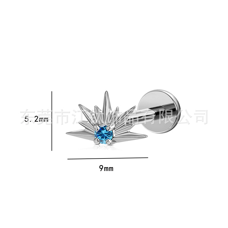 Gold Crown Zircon G23 Titanium Alloy Ear Cartilage Stud Earring Body Piercing Jewelry - Image 2