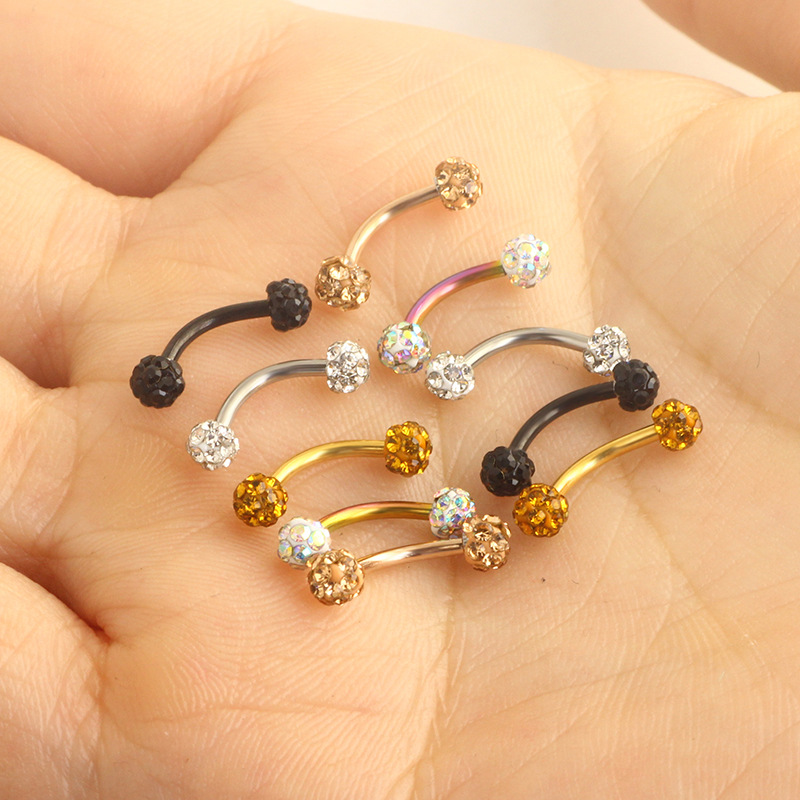 Wish Hot Selling Body Piercing Jewelry Stainless Steel Spherical Diamond Ball Eyebrow Nail Eyebrow Ring - Image 4