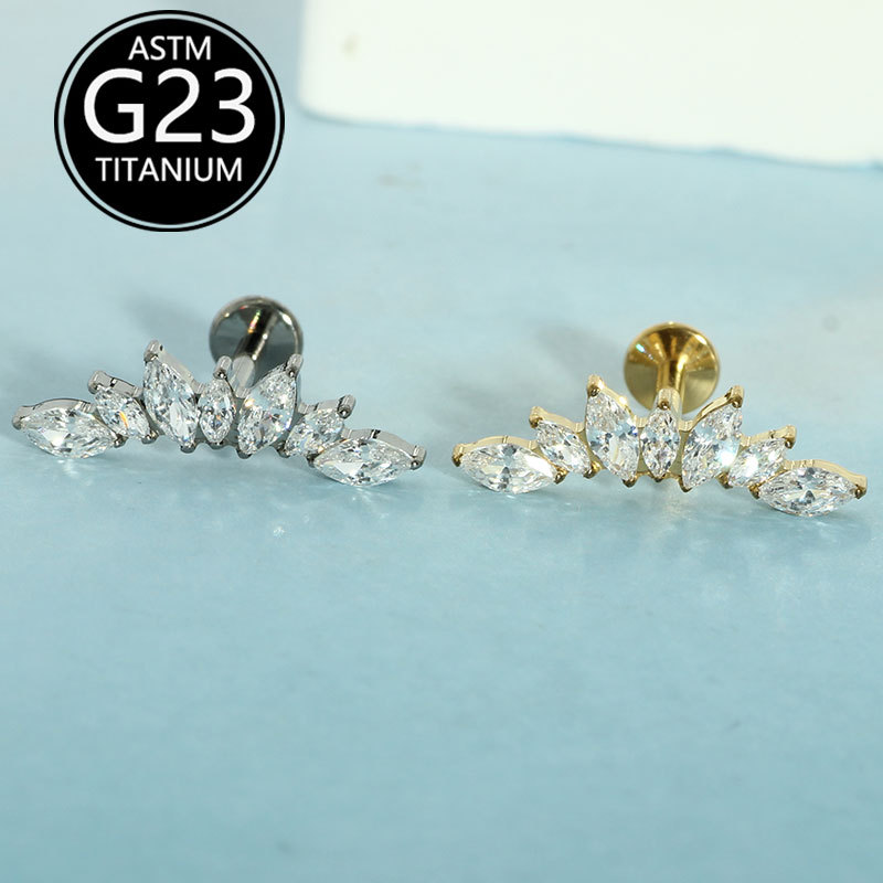 Implant-Grade F136 Titanium Alloy 7 Zirconium Lip Nail Earrings 6-10mm Rod Internal Thread Body Piercing Jewelry - Image 3