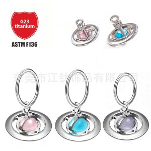 G23 Titanium Planet Pendant Earring - ASTM F136 Titanium Alloy Cartilage Stud