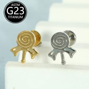 Implant-Grade F136 Titanium Lollipop Lip Stud 16G Cartilage Earring