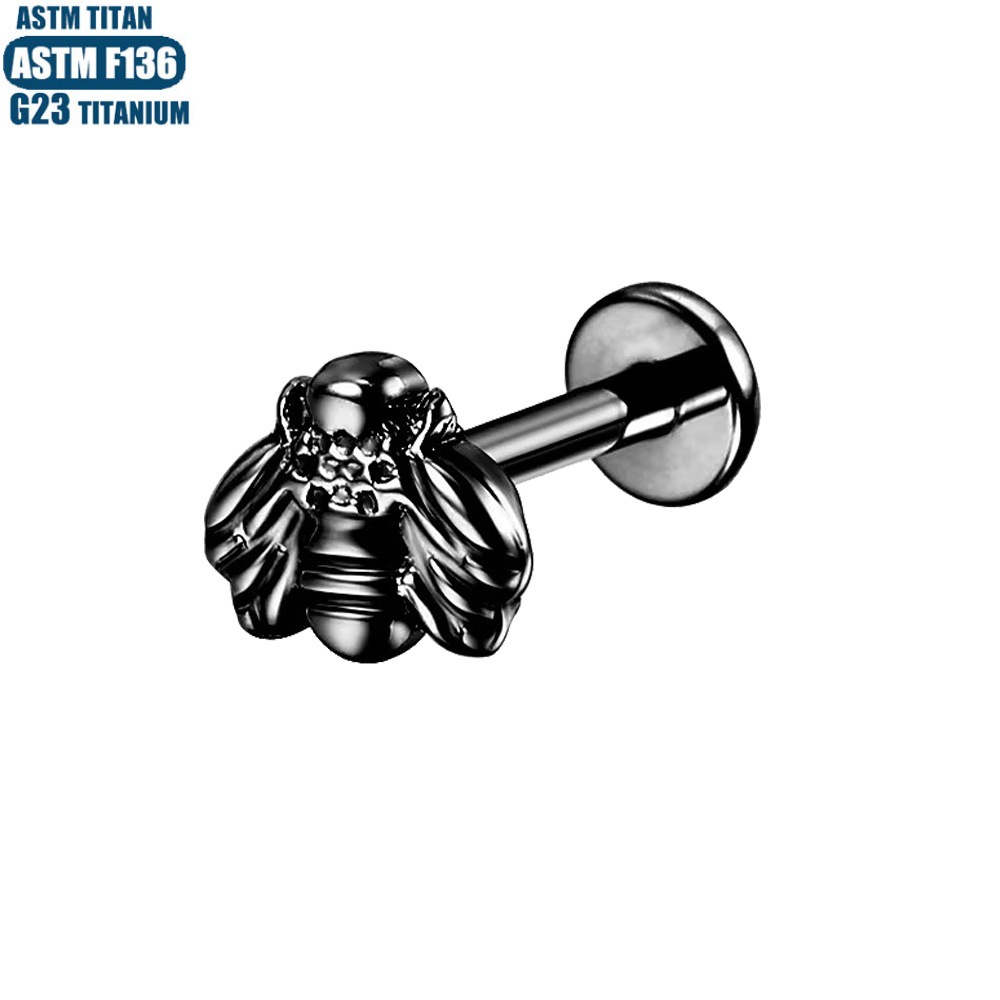 G23 Titanium Bee Lip Ring 16G Labret Stud Inner Thread Body Piercing Jewelry for Women Men Lip Ear - Image 2