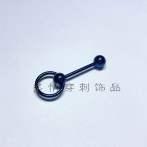 European American Trend Electro Blue 12mm Tongue Barbell 316L Surgical Steel Tongue Ring Lip Nail Belly Button Piercing Jewelry
