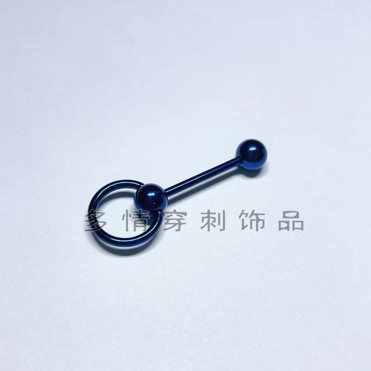 European American Trend Electro Blue 12mm Tongue Barbell 316L Surgical Steel Tongue Ring Lip Nail Belly Button Piercing Jewelry - Image 4