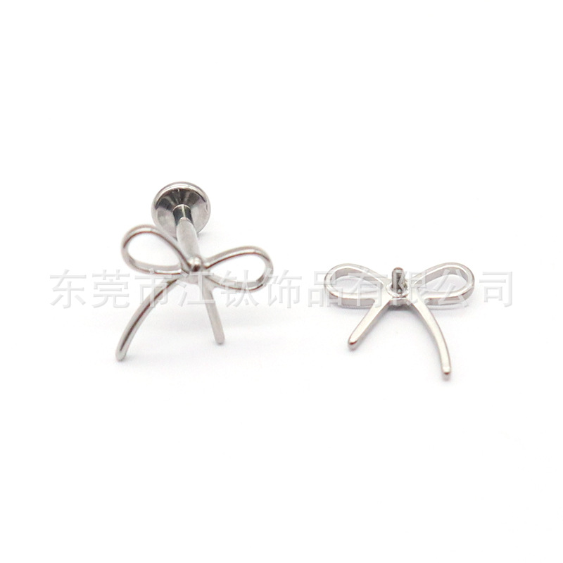 F136 Titanium Bow Ear Stud Thread Pin Lip Nail G23 Alloy Piercing Jewelry Ear Cartilage - Image 4