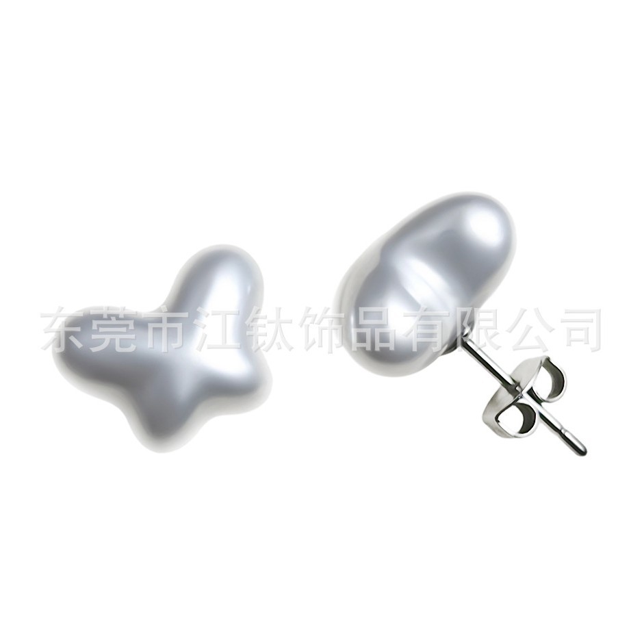G23 Titanium Pearl Butterfly Ear Stud - Four Leaf Clover Ear Cartilage Piercing Jewelry - Image 5