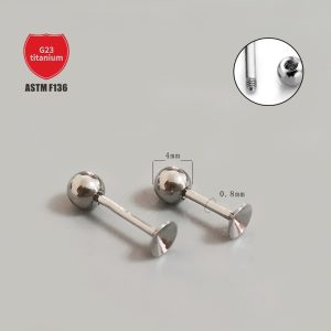 G23 Titanium Cartilage Earring - 16G External Thread Ball Stud - ASTM F136 Piercing Jewelry 4mm