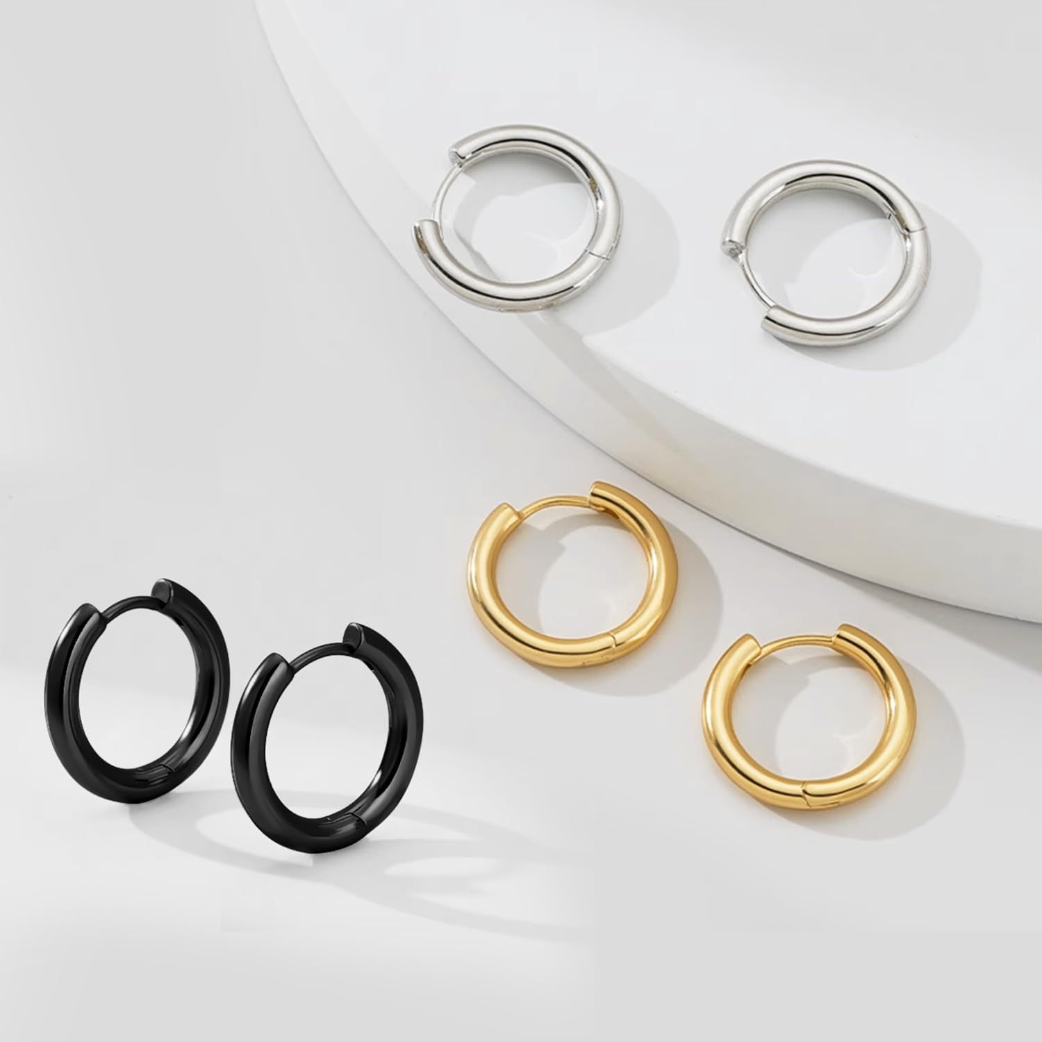 316L Surgical Steel Round Wire Earrings Ear Pin Fine Polishing Vacuum Plating 2.0mm/2.5mm Wire Diameter Multi-Size Ear Hoops - Image 3
