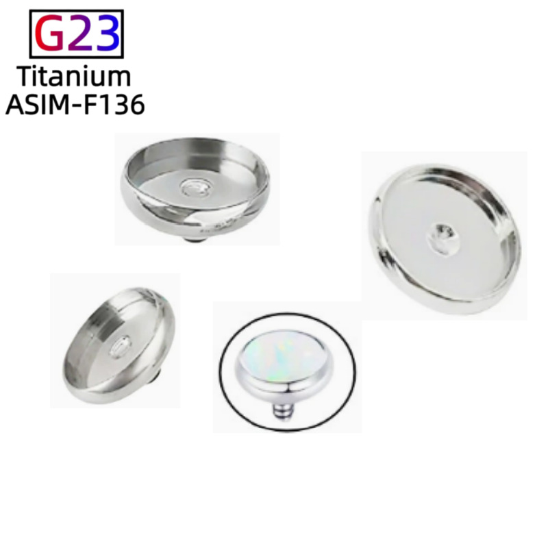 G23 Titanium Opal Flat Back Disc Labret Stud External Thread Tongue Lip Piercing Jewelry Wholesale - Image 2